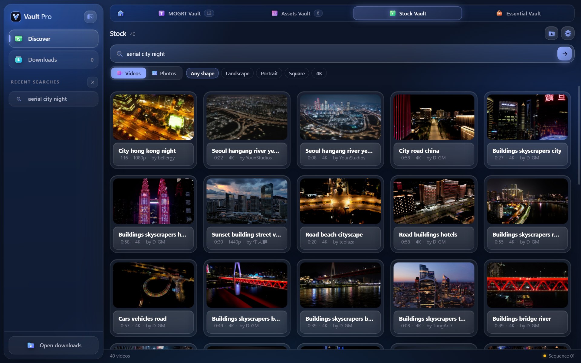 Stock Vault: free 4K stock video search